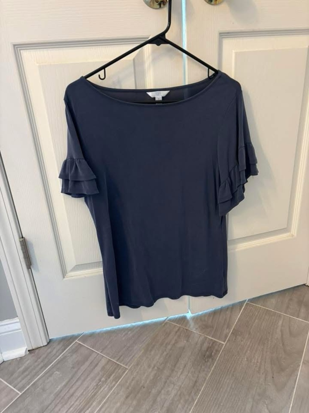 Women’s Navy Ruffle Sleeve Top